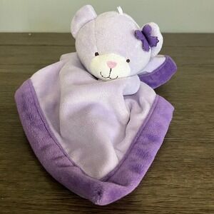 Tiddliwinks Purple Bear Lovey Security Blanket Lavender Plush Flower 12" Baby